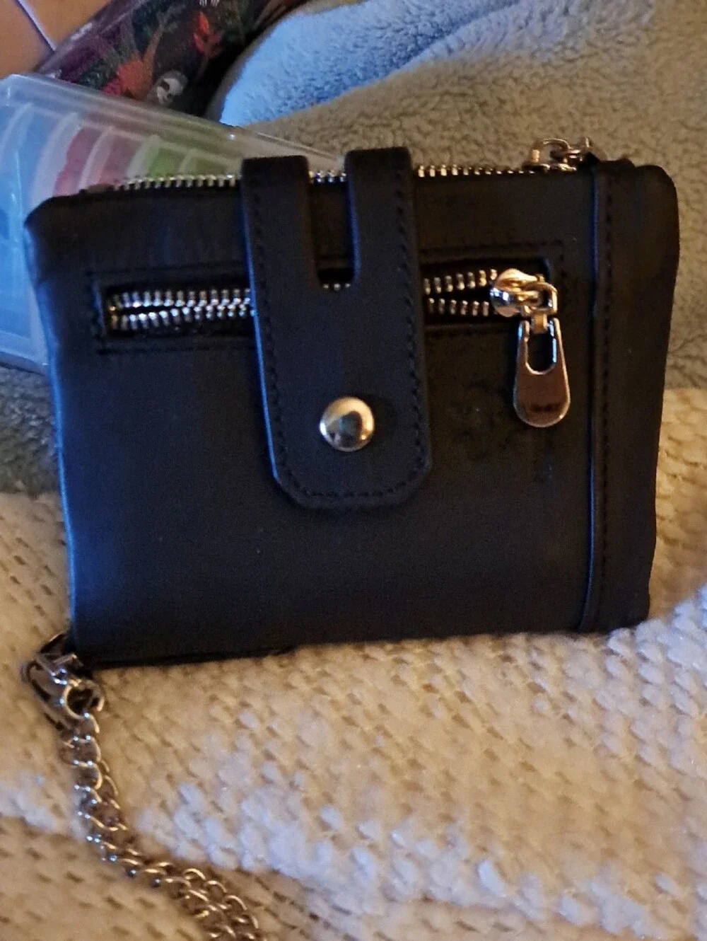 Black Leather Men’s Wallet  Or Womens W/chain (Humperpaul)